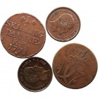 DINAMARCA. Lote de 4 monedas. AE. Skilling 1771 (2), 1842 y 1853. MBC+ a MBC-.
