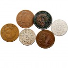 ESTADOS UNIDOS. Lote de 6 monedas. AE. 2 Cents 1864, 1865, 1866 y 1868, 5 Cents 1869 y 1876. MBC a BC-.