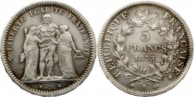 FRANCIA. 5 Francos. AR. 1873 A. KM.820,1. MBC+.