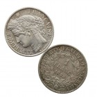 FRANCIA. Franco. AR. Lote de 2 monedas. 1888 A. KM.822,1. SC-. MBC.