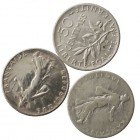 FRANCIA. 50 Céntimos. AR. Lote de 3 monedas. 1898, 1914 y 1916. KM.854. MBC+ a MBC-.
