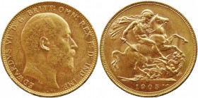 GRAN BRETAÑA. JORGE V. Soberano. AV. 1905 M. Melburne. 7,99 g. KM.15. Rayita en anv., si no EBC+.