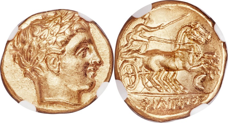MACEDONIAN KINGDOM. Philip II (359-336 BC). AV stater (19mm, 8.59 gm, 8h). NGC C...