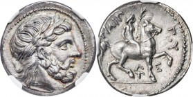MACEDONIAN KINGDOM. Philip II (359-336 BC). AR tetradrachm (23mm, 14.07 gm, 10h). NGC Choice XF S 5/5 - 4/5. Posthumous issue of Amphipolis, ca. 310-3...