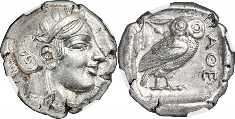 ATTICA. Athens. Ca. 455-440 BC. AR tetradrachm (24mm, 17.19 gm, 5h). NGC Choice ...