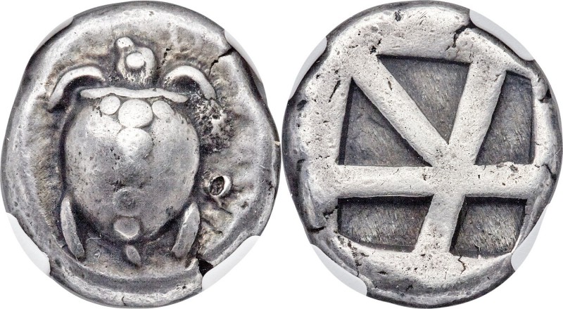 SARONIC ISLANDS. Aegina. Ca. 480-457 BC. AR stater (20mm, 12.24 gm). NGC Choice ...