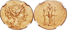 IONIA. Ephesus. Ca. 133-88 BC. AV stater (21mm, 8.32 gm, 11h). NGC Choice AU 5/5 - 4/5. First series, ca. 133-100 BC. Draped bust of Artemis right, ha...