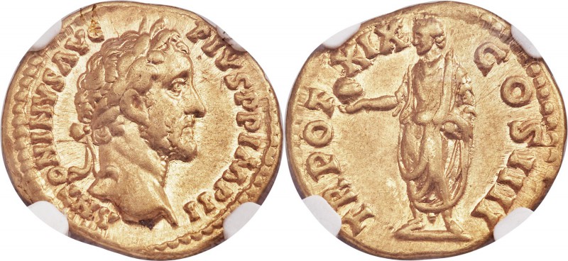 Antoninus Pius (AD 138-161). AV aureus (19mm, 7.12 gm, 6h). NGC XF 5/5 - 5/5. Ro...