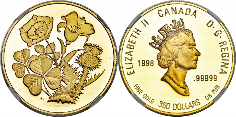 Elizabeth II 14-Piece Group of Certified gold Proof "Provincial Flower Series" 3...
