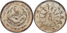 Chihli. Kuang-hsü Dollar Year 23 (1897) AU55 PCGS, KM-Y65.1, L&M-444. Long horn dragon variety. A glistening icy-white rendition of this almost ubiqui...