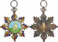 Republic Pair of Order of the Striped Tiger Decorations ND (Instituted 1912) UNC,  1) Fifth Class Officer Badge, Barac-379, Li-pg. 65. 67mm. 77.30gm. ...
