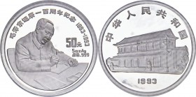 People's Republic silver Proof "100th Anniversary of the Birth of Mao Zedong" 50 Yuan (5 oz) 1993 PR68 Ultra Cameo NGC, KM543, Cheng-pg. 133, 3. Minta...