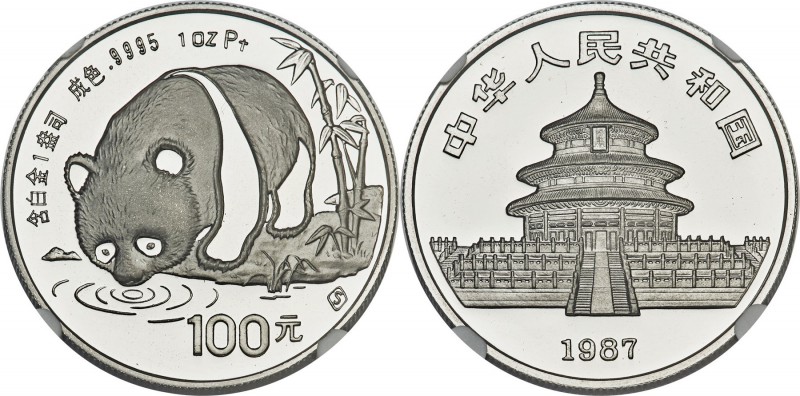 People's Republic platinum Proof Panda 100 Yuan (1 oz) 1987-S PR68 Ultra Cameo N...