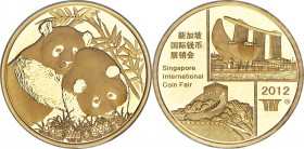 People's Republic gold Proof Panda "Singapore International Coin Fair" 5 Ounce Medal 2012 PR69 Ultra Cameo NGC, PAN-572A. Mintage of only 99 pieces. H...
