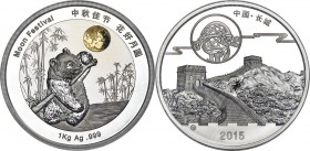 People's Republic bi-metallic Proof Panda 1 Kilo Medal 2015 PR70 Ultra Cameo NGC, KM-Unl. 100mm. Mintage: 2,000. This piece was issued in commemoratio...