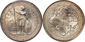 George V Trade Dollar 1929-B MS65+ PCGS, Bombay mint, KM-T5, Prid-26. Positively superior gem quality brimming with brilliant cartwheel luster, micro-...