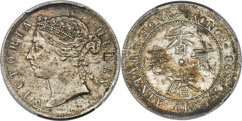 British Colony. Victoria 20 Cents 1898 MS62 PCGS, KM7. Conditionally scarce, wit...