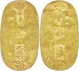 Kyoho gold Koban (Ryo) ND (1714-1736) XF (scratches, chopmarks),  Edo mint, KM-FR12, JNDA 09-17, Hartill-8.20 (ER). 38x70mm. 17.79gm. Without era desi...