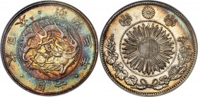 Meiji Yen Year 3 (1870) MS64 NGC, KM-Y5.2, JNDA 01-09. Type 1. This specimen positively radiates uniqueness owing to its sublime palette-rich tone spa...