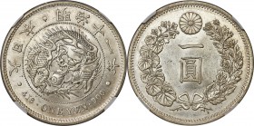 Meiji Yen Year 11 (1878) MS63 NGC, KM-YA25.2. A glowing representative of this popular series, this example exhibits slightly glassy fields laden with...