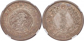 Meiji Trade Dollar Year 9 (1876) MS62 NGC, KM-Y14. Superbly toned with interweaving metallic hues that lend an aura of great individuality to this sha...