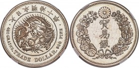 Meiji Trade Dollar Year 10 (1877) MS62 NGC, KM-Y14. Struck to complete sharpness, this eye appealing offering exhibits both razor sharp detail and pro...