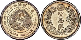 Meiji Counterstamped Trade Dollar ND (1897) XF45 NGC, Osaka mint, KM-Y28b.2, JNDA 0-12A. Displaying round Gin counterstamp on a Year 8 (1875) Trade Do...