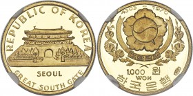 South Korea. Republic Pair of Certified gold Won Issues KE 4303 (1970) PR69 Ultra Cameo NGC, 1) "South Gate" 1000 Won, KM14.1 2) "Queen Sunduk" 2500 W...
