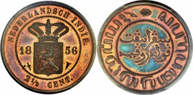 Dutch Colony. Willem III Proof 2-1/2 Cents 1856 PR64+ Red and Brown PCGS,  Utrecht mint, KM308.2. A stunning example showing a prominent pullaway effe...