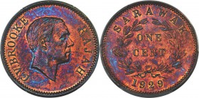 British Protectorate. Charles V. Brooke Specimen Cent 1929-H SP65 Red and Brown PCGS, Heaton mint, KM18. This sharp offering exhibits vibrant red colo...