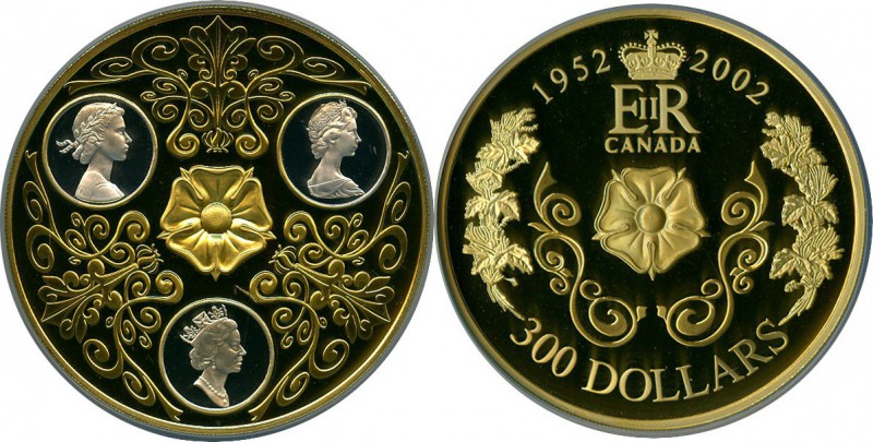 Elizabeth II gold Proof "Triple Portraits" 300 Dollars 2002 PR69 Ultra Cameo NGC...