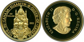 Elizabeth II gold Proof "Great Seal of Canada" 300 Dollars 2003 PR68 Ultra Cameo NGC, Royal Canadian mint, KM-Unl. Mintage: 1,000. AGW 1.125 oz.

HID0...
