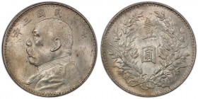 Republic Yuan Shih-kai Dollar Year 3 (1914) MS62 PCGS, KM-Y329, L&M-63. Radiantly choice for the assigned grade, with just a smattering of minor bagma...