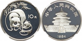 People's Republic silver Proof Panda 10 Yuan 1984 PR69 Ultra Cameo NGC, KM87, PAN-19A. Mintage: 10,000. Comes with original China Mint Company display...