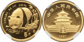 People's Republic 4-Piece Certified gold Panda Yuan Set 1987-y NGC,  1) 5 Yuan - MS69, KM159 2) 10 Yuan - MS69, KM163 3) 25 Yuan - MS68, KM161 4) 50 Y...