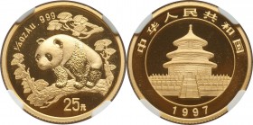 People's Republic gold "Large Date" Panda 25 Yuan (1/4 oz) 1997 MS70 NGC, KM989, PAN-281A.

HID09801242017