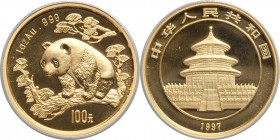 People's Republic gold "Small Date" Panda 100 Yuan (1 oz) 1997 MS69 PCGS,  Shenyang mint, KM991, PAN-279A.

HID09801242017