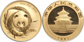 People's Republic gold Panda 500 Yuan (1 oz) 2003 MS69 PCGS,  KM1474, PAN-362A.

HID09801242017