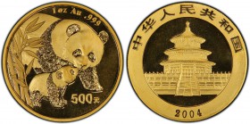 People's Republic gold Panda 500 Yuan (1 oz) 2004 MS69 PCGS,  KM1537, PAN-372A.

HID09801242017