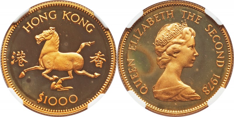 British Colony. Elizabeth II gold Proof "Year of the Horse" 1000 Dollars 1978 PR...