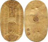 Manen gold Koban (Ryo) ND (1860-1867) AU,  KM-C22d, Hartill-8.26. 21x37mm. 3.35gm. A very attractive specimen of this last of the Koban issues, honey ...