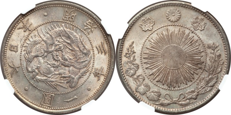 Meiji Yen Year 3 (1870) MS63 NGC, KM-Y5.2. Type 2. Superbly struck, yielding exp...