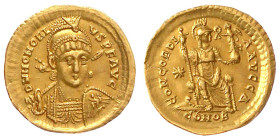 Kaiserzeit
Honorius, 393-423
Solidus 393/423, Constantinopel, 1. Off. 4,40 g. sehr schön/vorzüglich, kl. Randfehler Erworben November 1995. RIC 8.