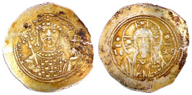 Kaiserreich
Michael VII., 1071-1078
Histamenon ELEKTRON 1071/1078. Hüftbild v.v. mit Labarum und Kreuzglobus/Christus thront v.v. 3,09 g. sehr schön...