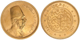 Ägypten
Britisches Protektorat (Hussein Kamil 1914-1917), 1914-1922 (AH 1333-1341)
500 Piaster 1922. Brb. in. Uniform n.r. 42,5 g. 875/1000. Auflage...