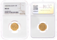 Belgien
Leopold I., 1831-1865
10 Francs 1850 L. W. 3,17 g. 900/1000. Im NGC-Blister mit Grading MS 64 (bisher wurden erst 2 Ex. höher gegradet). Pra...