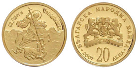 Bulgarien
Volksrepublik, seit 1946
20 Leva 2007 St. Georg der Siegreiche. 1/20 Unze Feingold. In Kapsel mit Zertifikat. Polierte Platte Krause/Mishl...