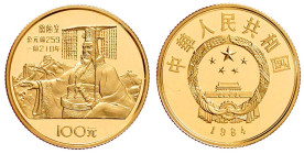 China
Volksrepublik, seit 1949
100 Yuan 1984. Ying Zheng, König von Qin. 11,32 g. 917/1000. In original Holzschatulle mit Zertifikat (MDM). Polierte...