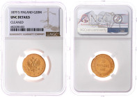 Finnland
Alexander II., 1855-1881
20 Markkaa 1879. 6,45 g. 900/1000. NGC Grading UNC Details Cleaned. vorzüglich, gereinigt Bitkin 612. Krause/Mishl...