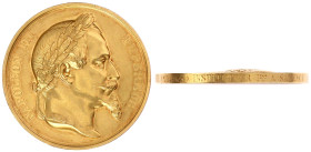 Frankreich
Napoleon III., 1852-1870
Große Gold-Preismedaille zu 20 Dukaten 1869. Kopf Napoleon III. n.r./Inschrift übersetzt: In einem Land mit allg...
